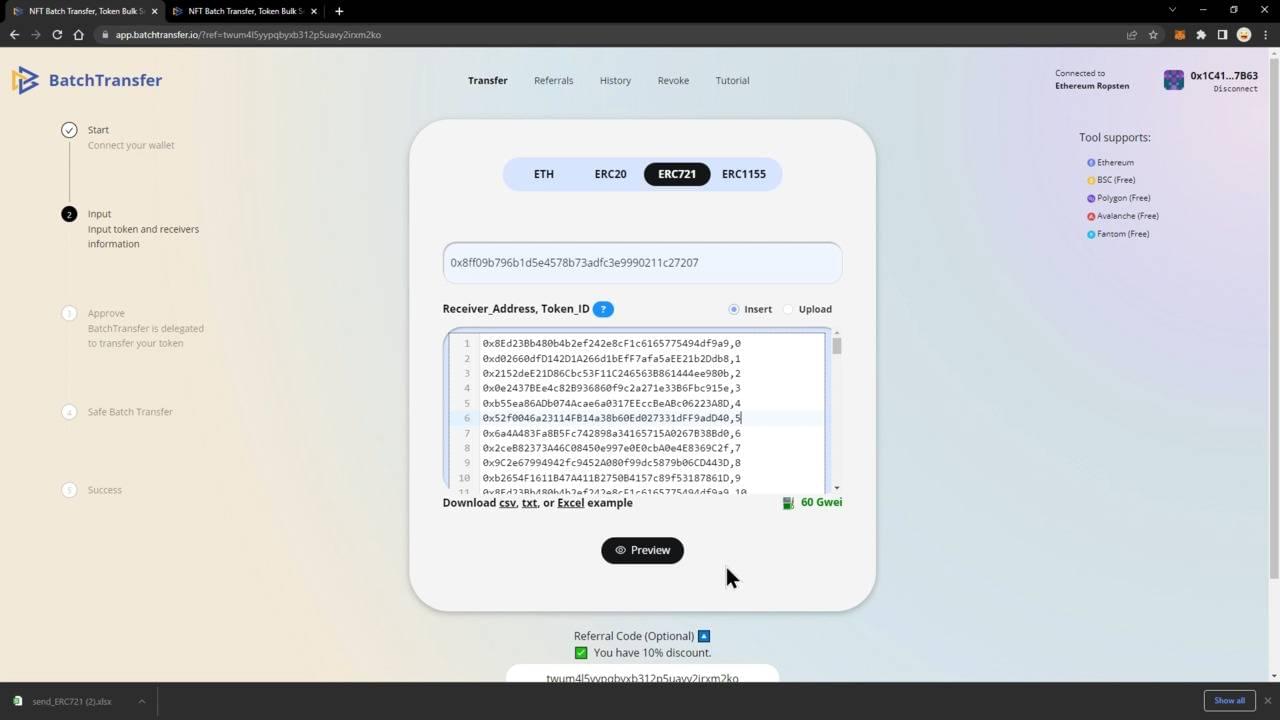 Batch Transfer NFTs, Bulk Send Tokens